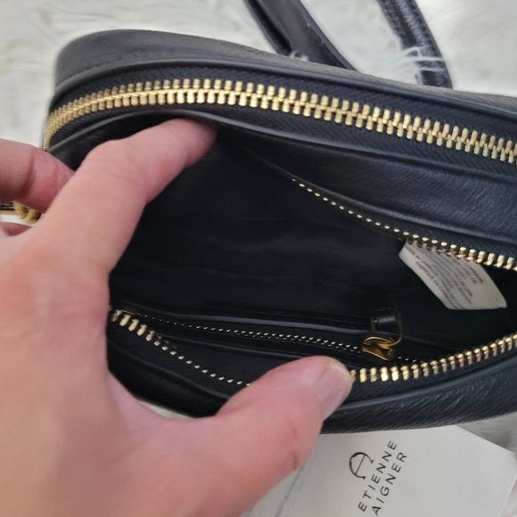 Etienne Aigner Black Leather Adeline Mini Crossbody Camera Bag - Picture 8 of 10